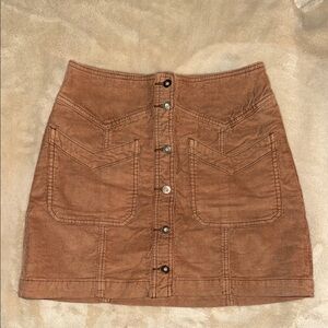 Free People Brown Mini Pencil Skirt with Cargo Style for Casual Work